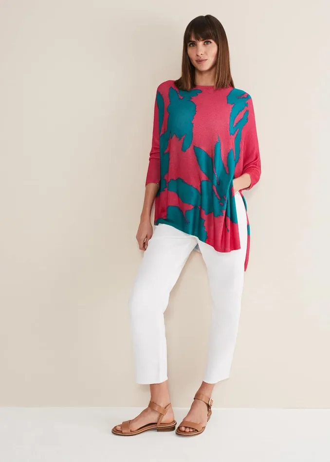 Phase Eight Knitwear Madison Printed Asymmetric Hem Jumper Multicoloured 8211 Women