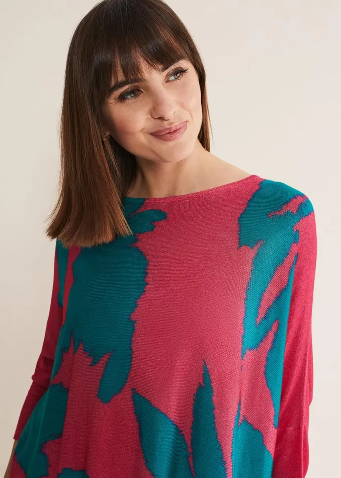Phase Eight Knitwear Madison Printed Asymmetric Hem Jumper Multicoloured 8211 Women