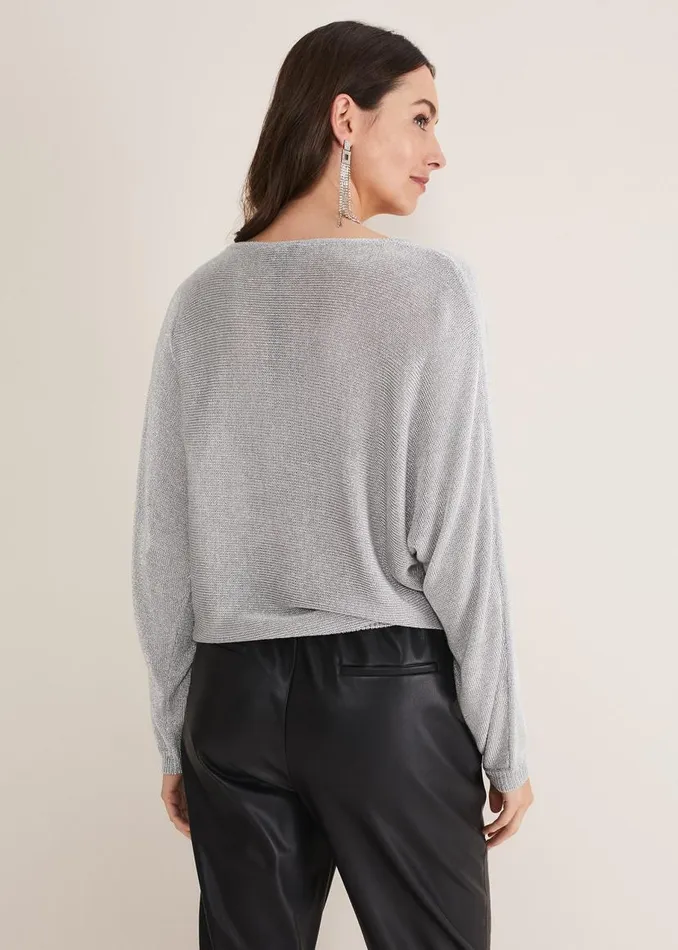 Phase Eight Knitwear Malti Metallic Cowl Neck Knit Silver 8211 Women