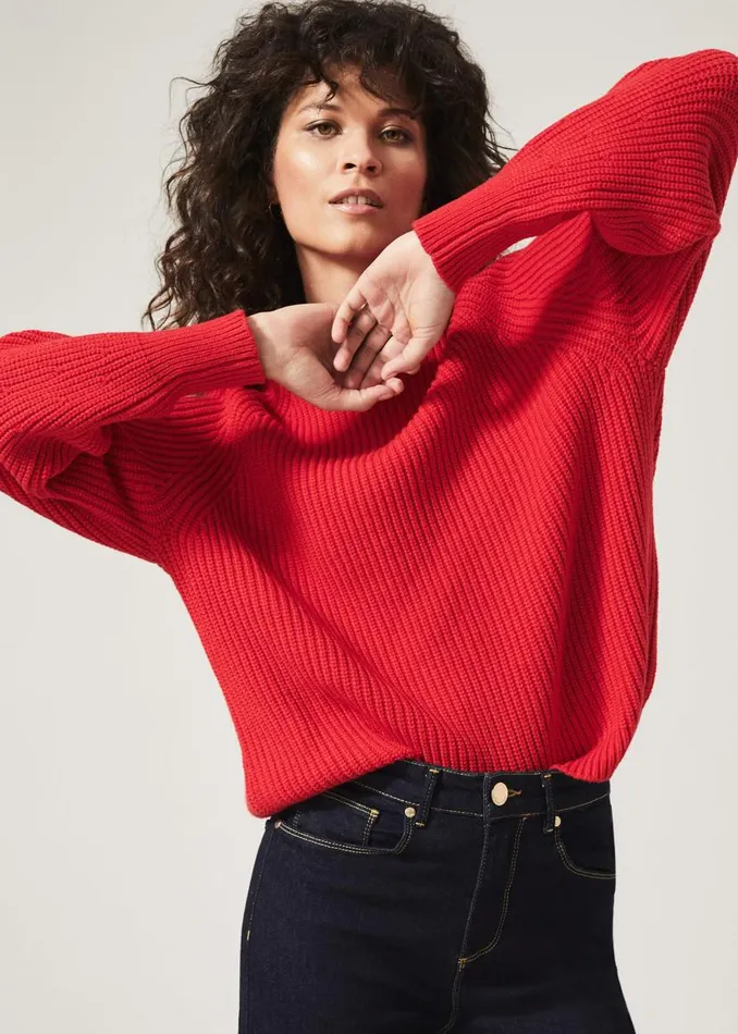 Phase Eight Knitwear Yaretzi Ribbed Jumper Red 8211 Women