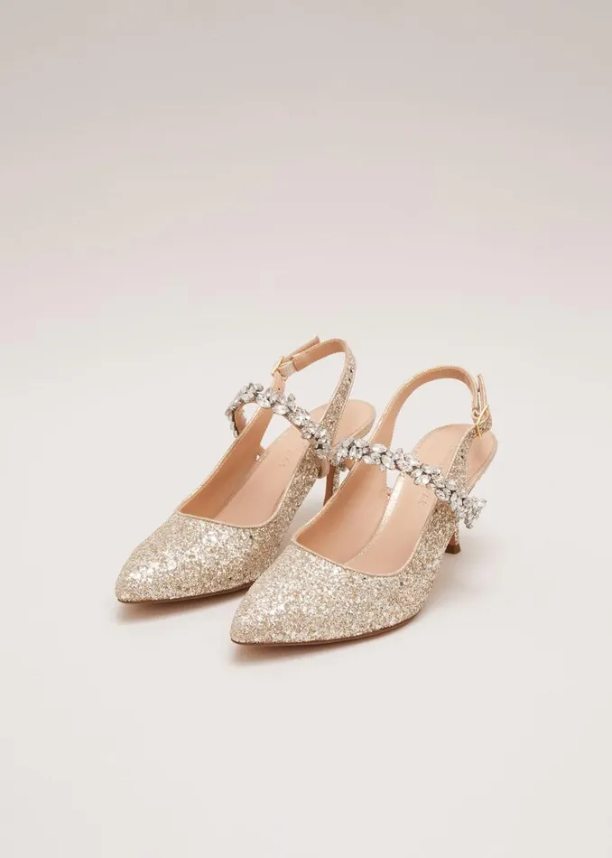 Phase Eight Occasion Shoes Glitter Embellished Pointed Slingback Gold 8211 Women Phase Eight Occasion Shoes Glitter Embellished Pointed Slingback Gold 8211 Women
