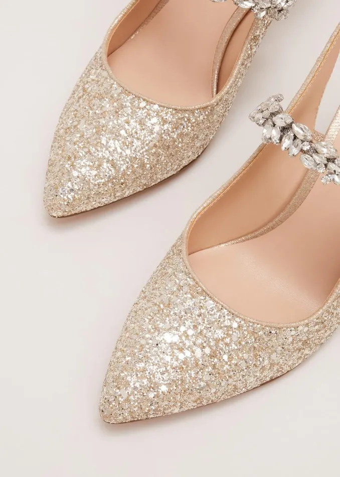 Phase Eight Occasion Shoes Glitter Embellished Pointed Slingback Gold 8211 Women Phase Eight Occasion Shoes Glitter Embellished Pointed Slingback Gold 8211 Women