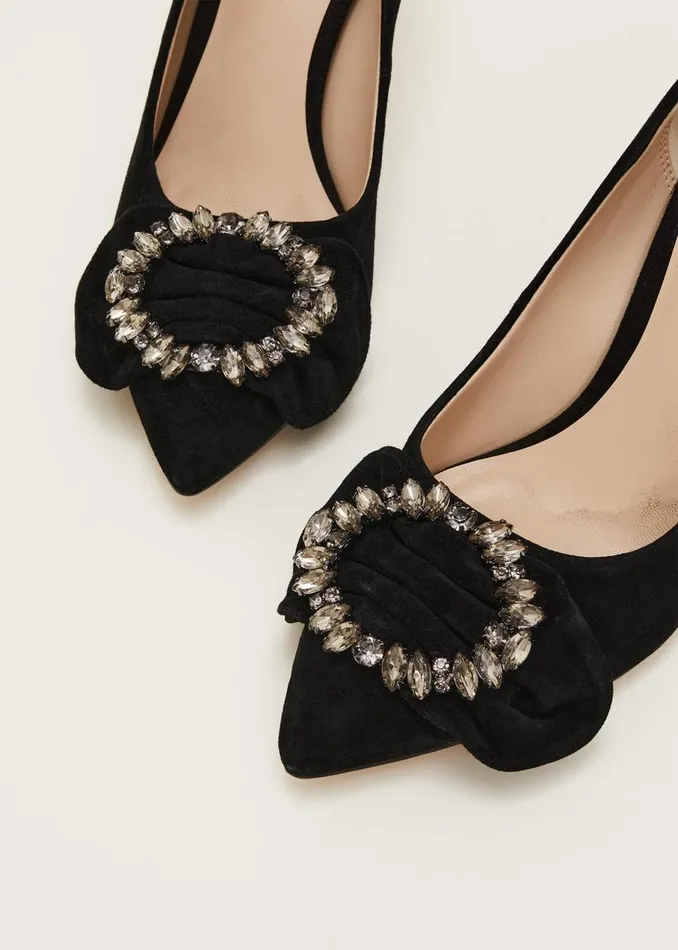 Phase Eight Occasion Shoes Jewel Front Bow Court Shoe Black 8211 Women