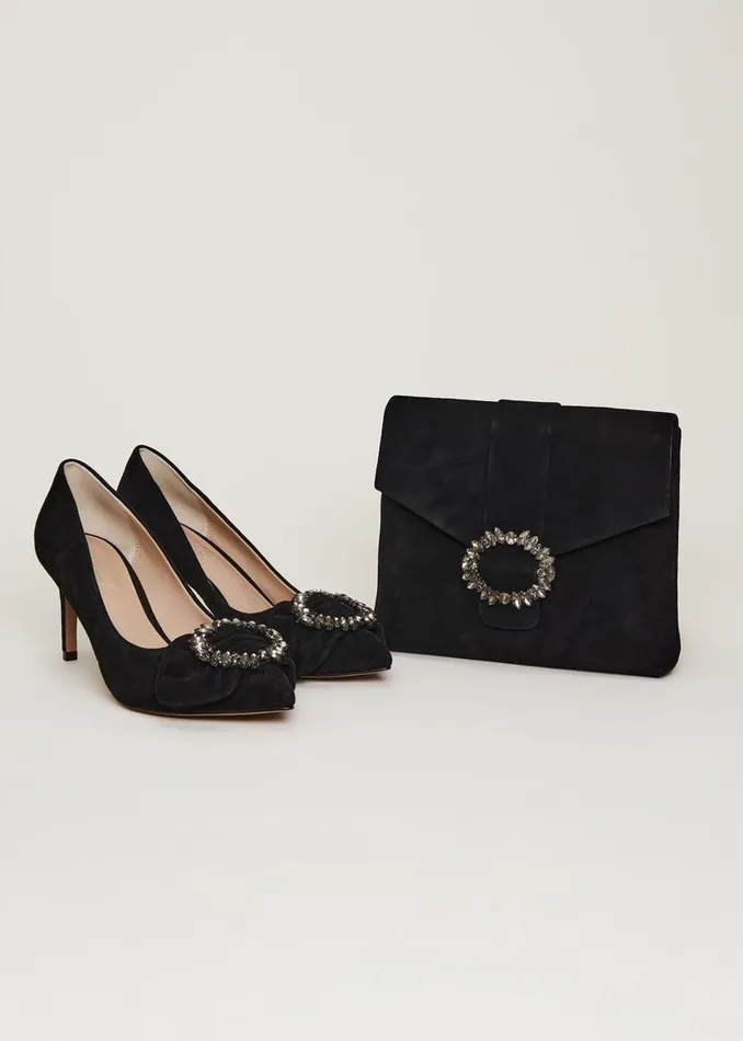Phase Eight Occasion Shoes Jewel Front Bow Court Shoe Black 8211 Women