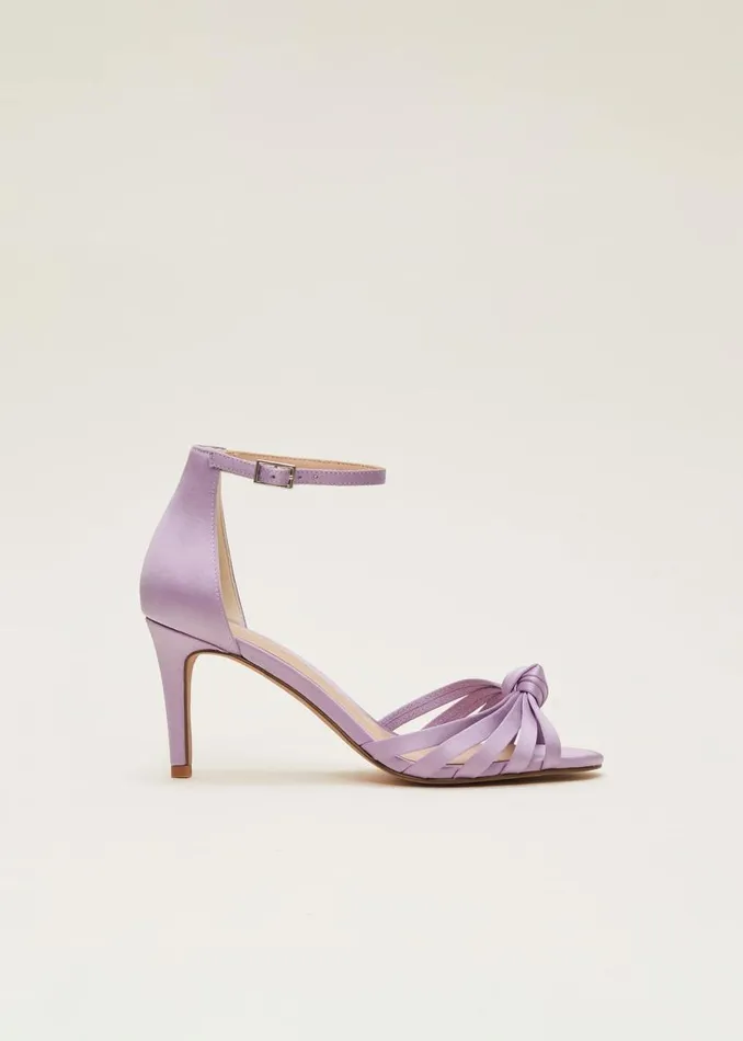 Phase Eight Occasion Shoes Purple Satin Open Toe Heels Lilac 8211 Women
