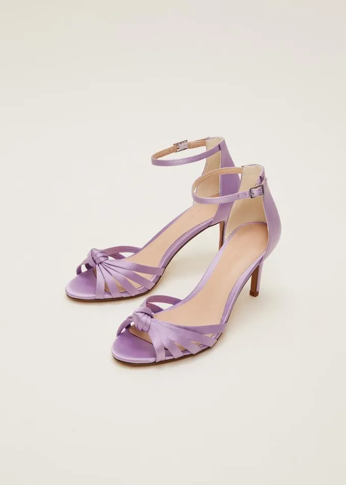 Phase Eight Occasion Shoes Purple Satin Open Toe Heels Lilac 8211 Women