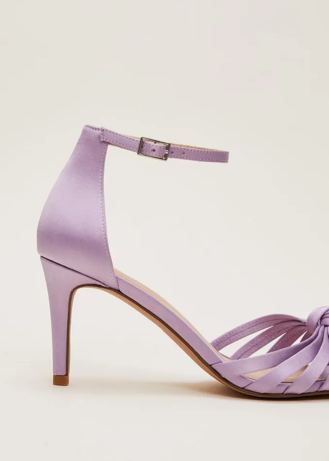 Phase Eight Occasion Shoes Purple Satin Open Toe Heels Lilac 8211 Women