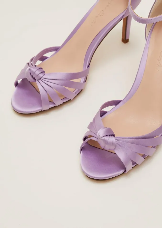 Phase Eight Occasion Shoes Purple Satin Open Toe Heels Lilac 8211 Women
