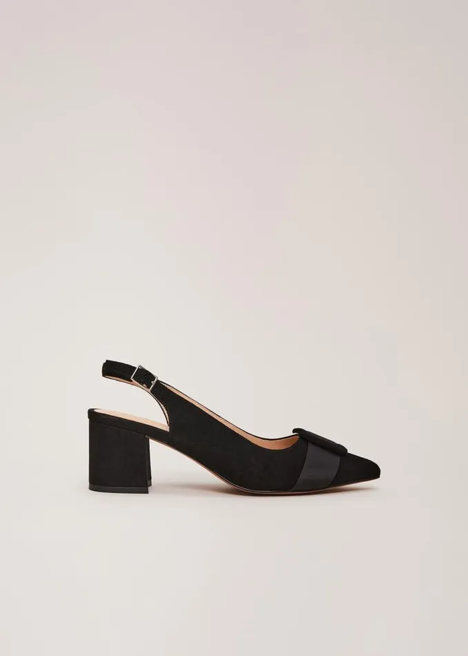 Phase Eight Occasion Shoes Suede Buckle Block Heel Shoe Black 8211 Women