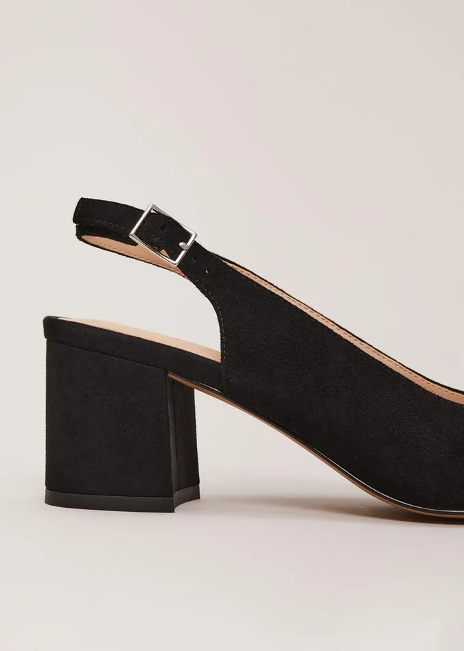 Phase Eight Occasion Shoes Suede Buckle Block Heel Shoe Black 8211 Women