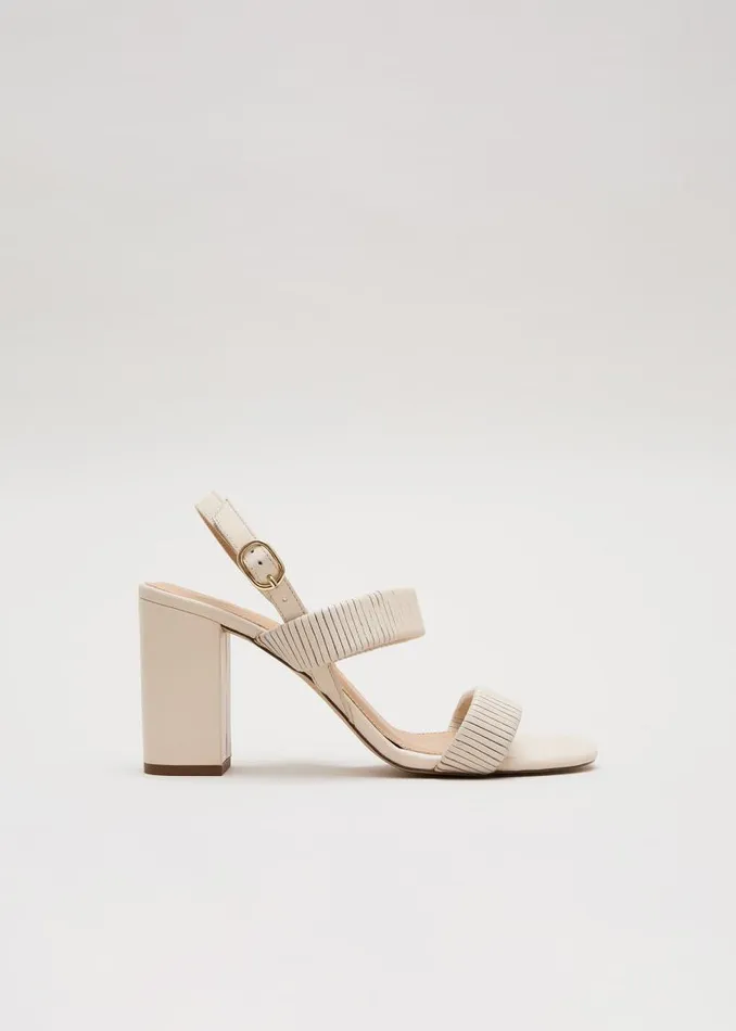 Phase Eight Sandals Leather Double Strap Block Heel Sandal Ivory 8211 Women