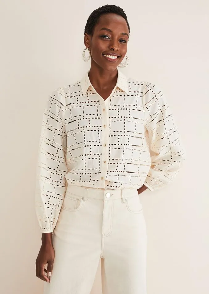 Phase Eight Shirts and Blouses Alice Broderie Blouse Ecru 8211 Women