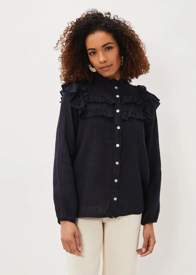 Phase Eight Shirts and Blouses Imogen Linen Blouse Navy 8211 Women