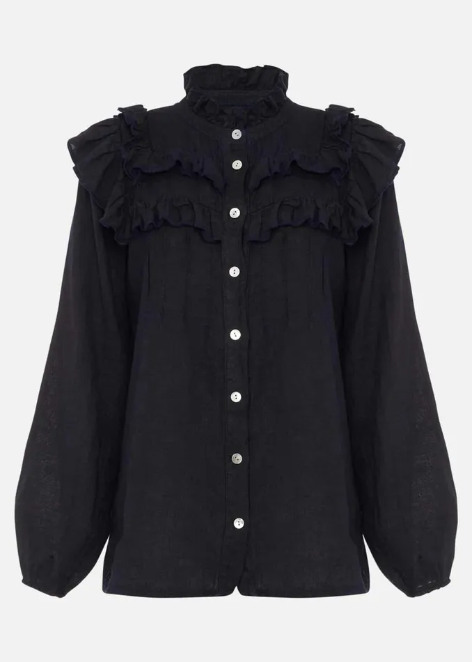 Phase Eight Shirts and Blouses Imogen Linen Blouse Navy 8211 Women