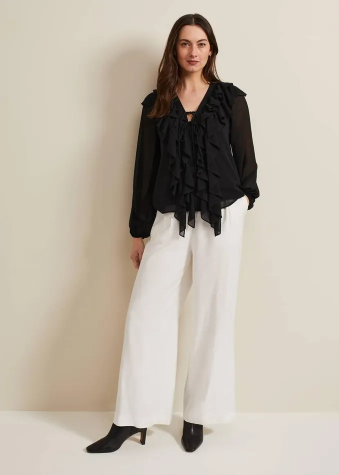 Phase Eight Shirts and Blouses Ivana Ruffle Blouse Black 8211 Women