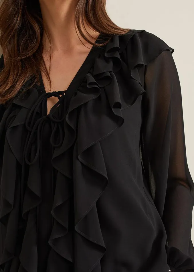 Phase Eight Shirts and Blouses Ivana Ruffle Blouse Black 8211 Women