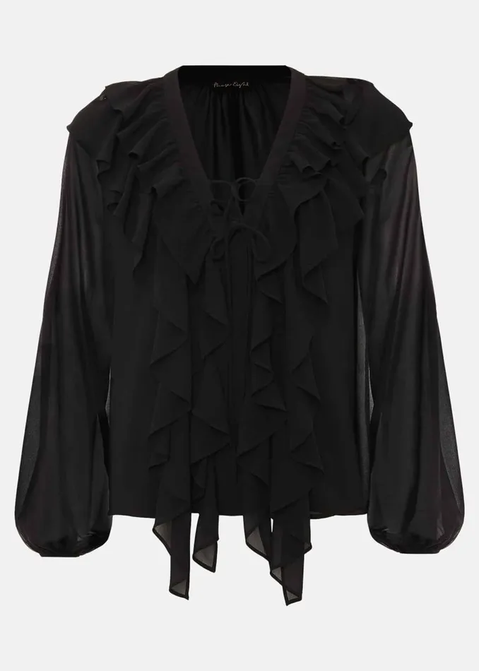 Phase Eight Shirts and Blouses Ivana Ruffle Blouse Black 8211 Women
