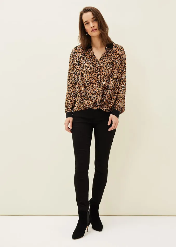 Phase Eight Shirts and Blouses Kaelie Leopard Twist Front Blouse Blackmulti 8211 Women Phase Eight Shirts and Blouses Kaelie Leopard Twist Front Blouse Blackmulti 8211 Women