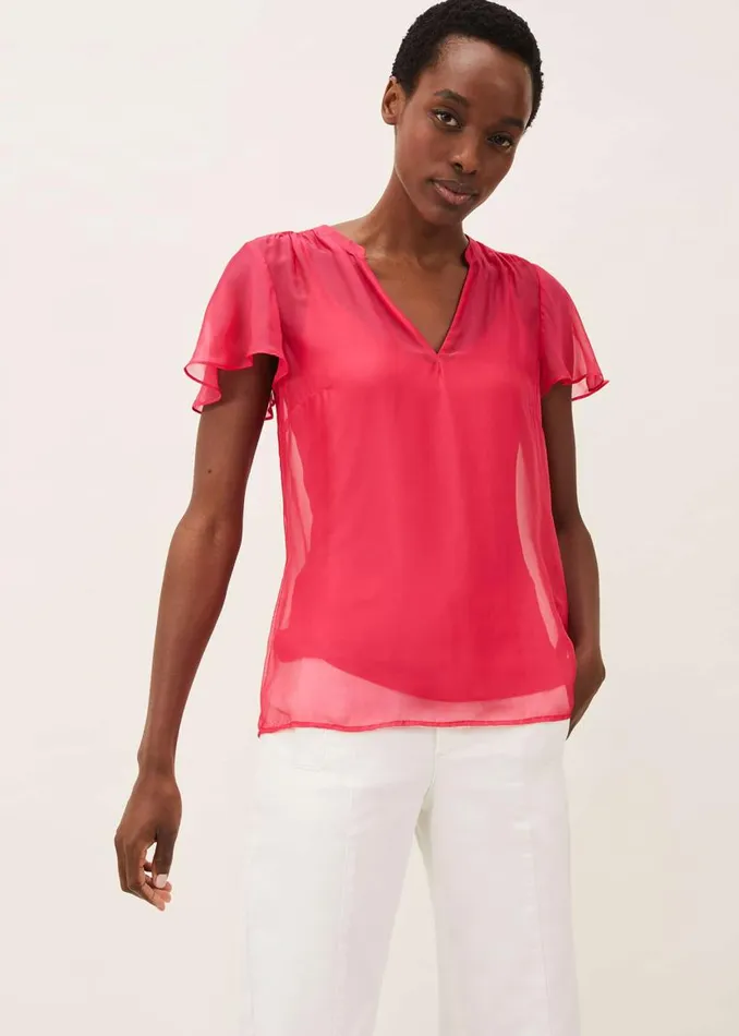 Phase Eight Shirts and Blouses Naya Silk Fitted Blouse Pink 8211 Women