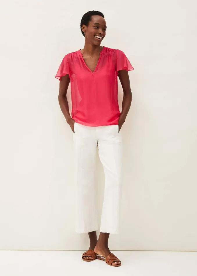 Phase Eight Shirts and Blouses Naya Silk Fitted Blouse Pink 8211 Women