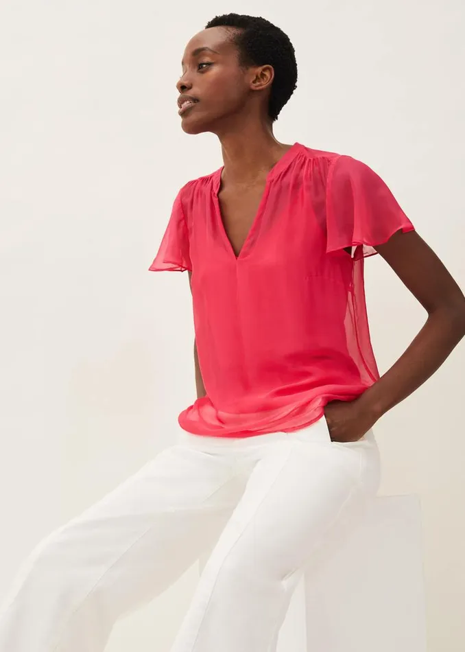 Phase Eight Shirts and Blouses Naya Silk Fitted Blouse Pink 8211 Women