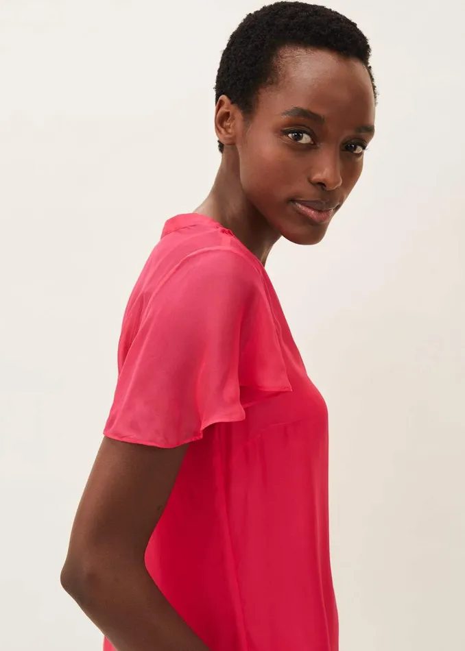 Phase Eight Shirts and Blouses Naya Silk Fitted Blouse Pink 8211 Women