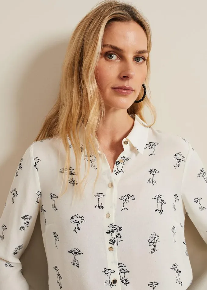 Phase Eight Shirts and Blouses Riley Printed Shirt Ivory 8211 Women