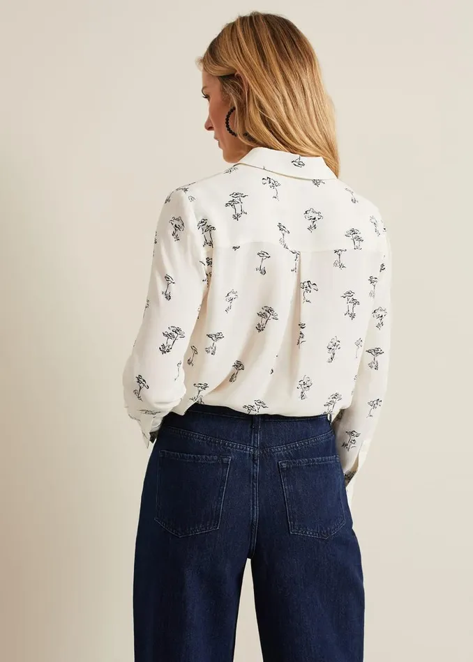 Phase Eight Shirts and Blouses Riley Printed Shirt Ivory 8211 Women