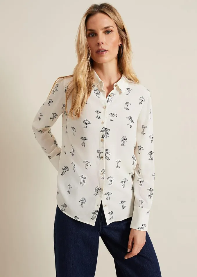 Phase Eight Shirts and Blouses Riley Printed Shirt Ivory 8211 Women