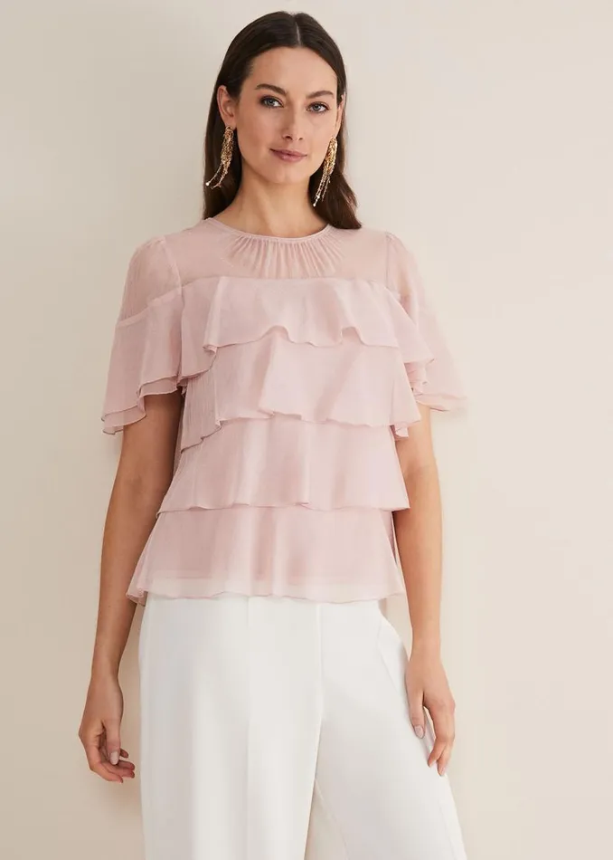 Phase Eight Shirts and Blouses Stacey Ruffle Blouse Soft Pink 8211 Women