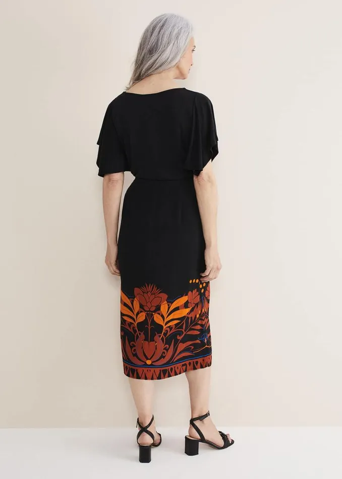 Phase Eight Skirts Bellita Placement Print Midi Skirt Blackmulti 8211 Women