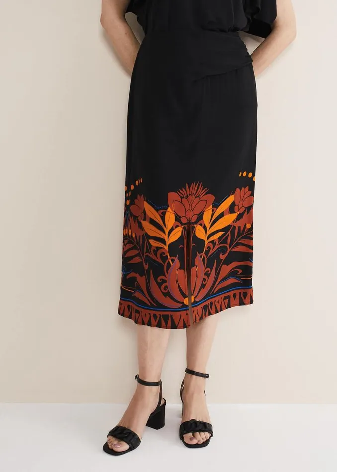 Phase Eight Skirts Bellita Placement Print Midi Skirt Blackmulti 8211 Women