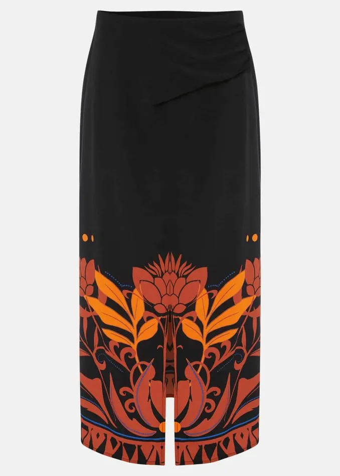 Phase Eight Skirts Bellita Placement Print Midi Skirt Blackmulti 8211 Women