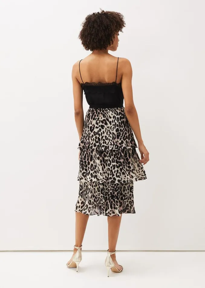Phase Eight Skirts Chelsie Leopard Tiered Skirt Multicoloured 8211 Women