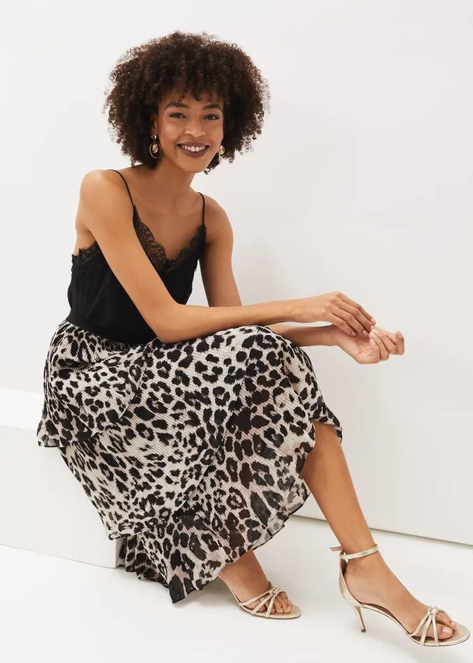 Phase Eight Skirts Chelsie Leopard Tiered Skirt Multicoloured 8211 Women