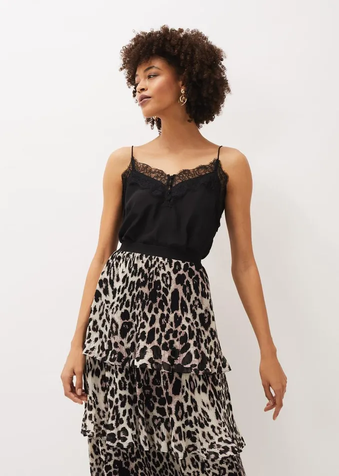 Phase Eight Skirts Chelsie Leopard Tiered Skirt Multicoloured 8211 Women