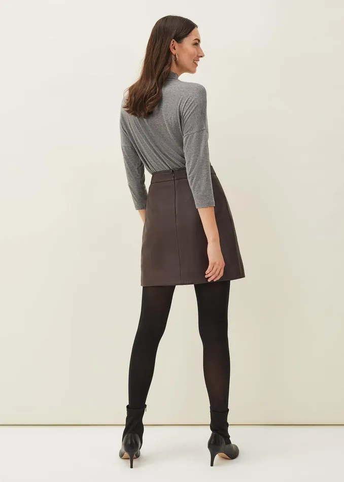 Phase Eight Skirts Nadine Leather ALine Skirt Mulberry 8211 Women