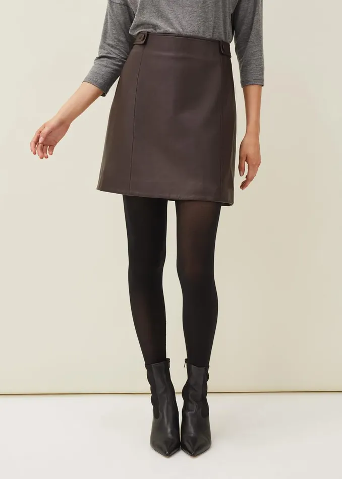 Phase Eight Skirts Nadine Leather ALine Skirt Mulberry 8211 Women
