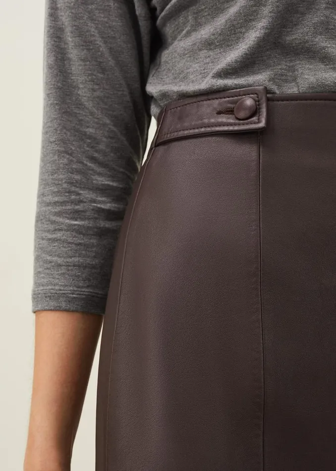 Phase Eight Skirts Nadine Leather ALine Skirt Mulberry 8211 Women