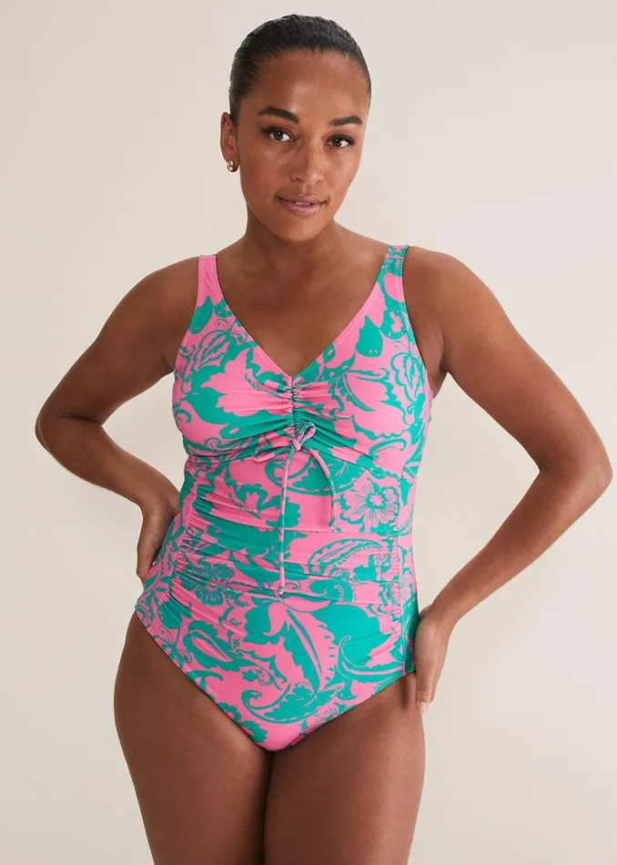 Phase Eight Swimwear Paisley Printed Swimsuit Greenpink 8211 Women