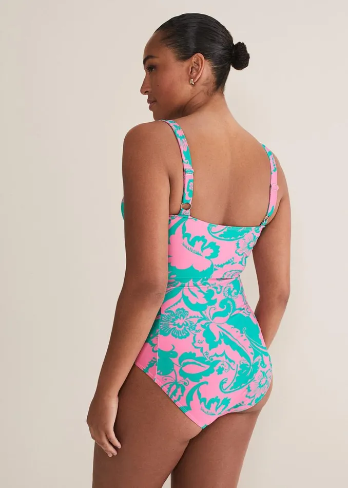 Phase Eight Swimwear Paisley Printed Swimsuit Greenpink 8211 Women