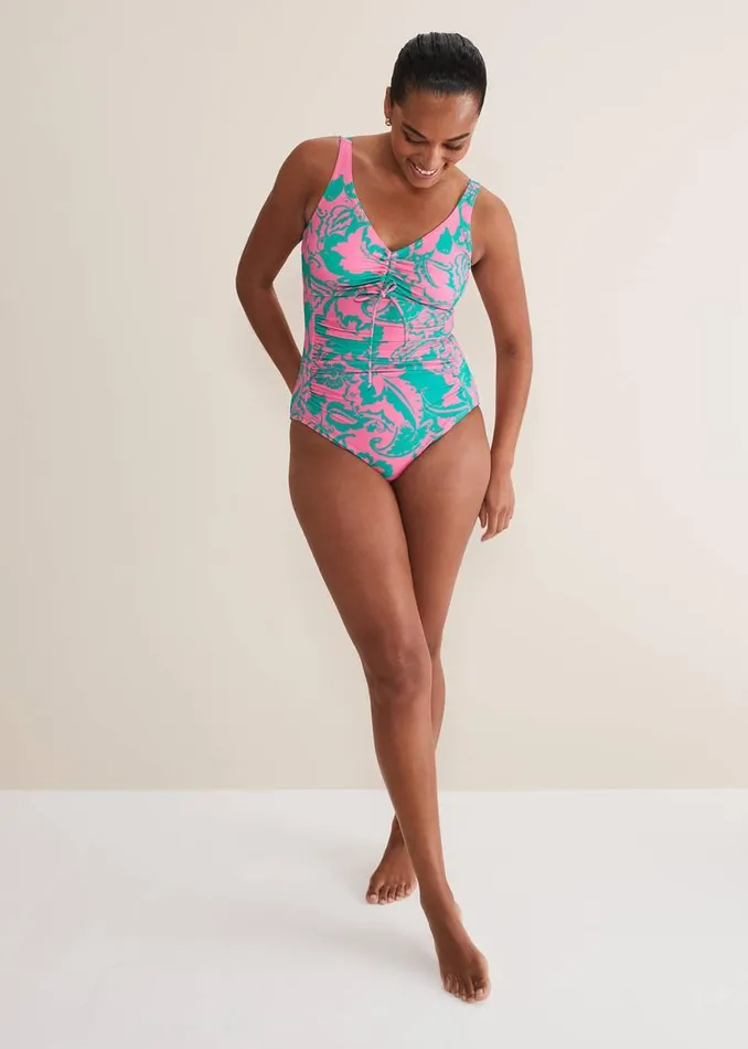 Phase Eight Swimwear Paisley Printed Swimsuit Greenpink 8211 Women