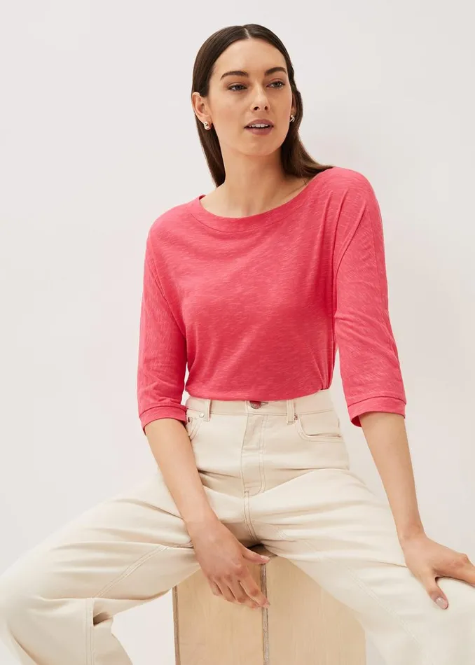 Phase Eight Tops and TShirts Belle Scoop Neck Top Pink 8211 Women