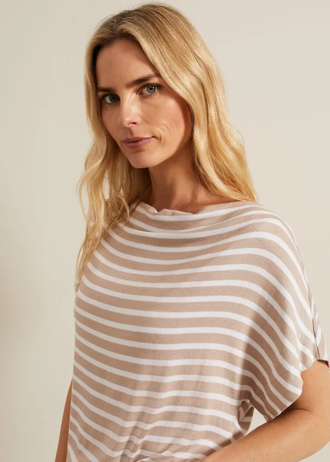 Phase Eight Tops and TShirts Carina Stripe Cowl Neck Top Neutral 8211 Women