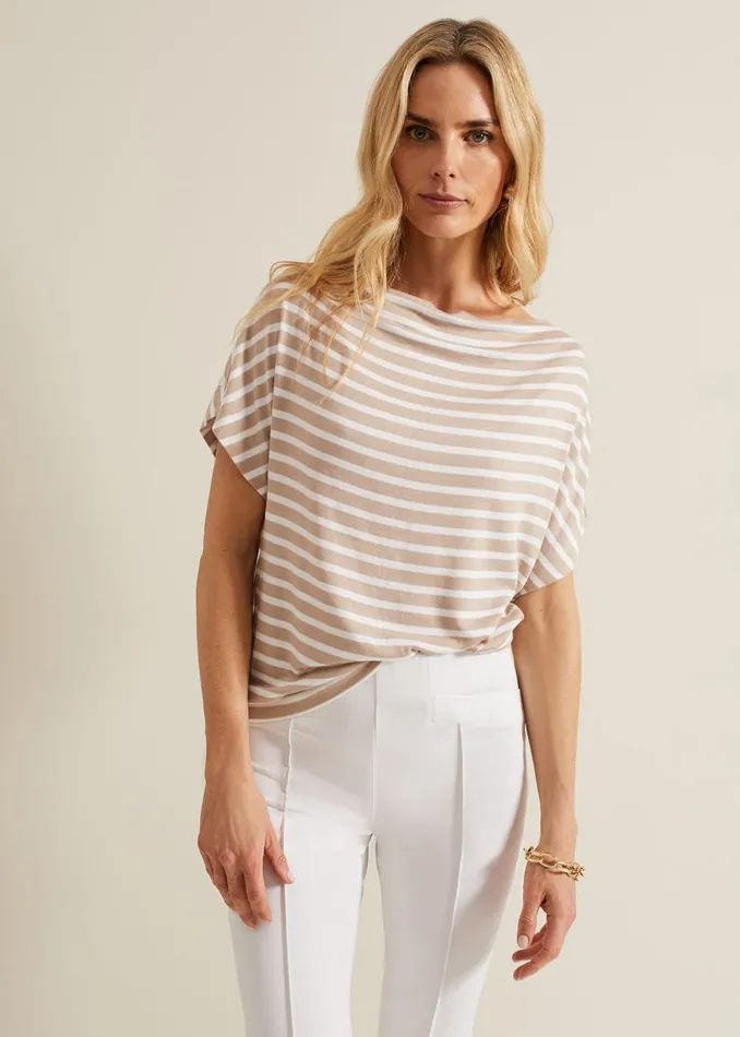 Phase Eight Tops and TShirts Carina Stripe Cowl Neck Top Neutral 8211 Women