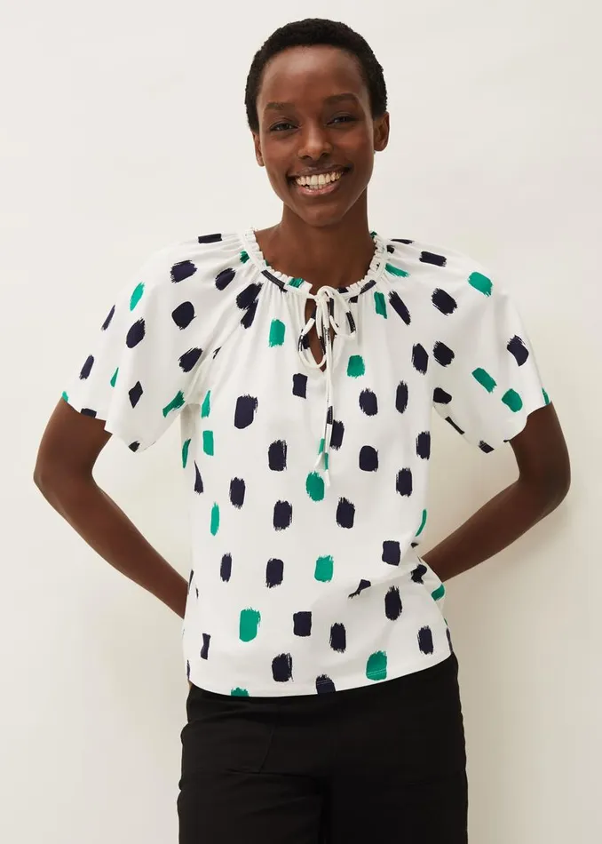Phase Eight Tops and TShirts Dia Spot Print Top Ivory Multi 8211 Women