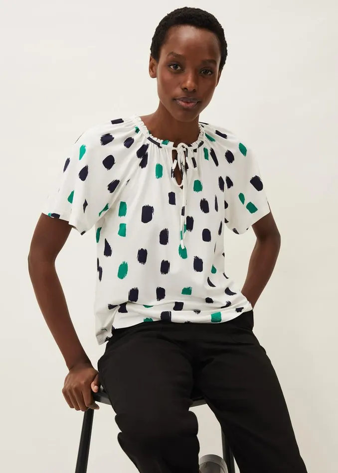 Phase Eight Tops and TShirts Dia Spot Print Top Ivory Multi 8211 Women