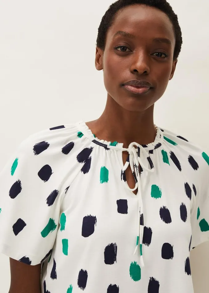 Phase Eight Tops and TShirts Dia Spot Print Top Ivory Multi 8211 Women