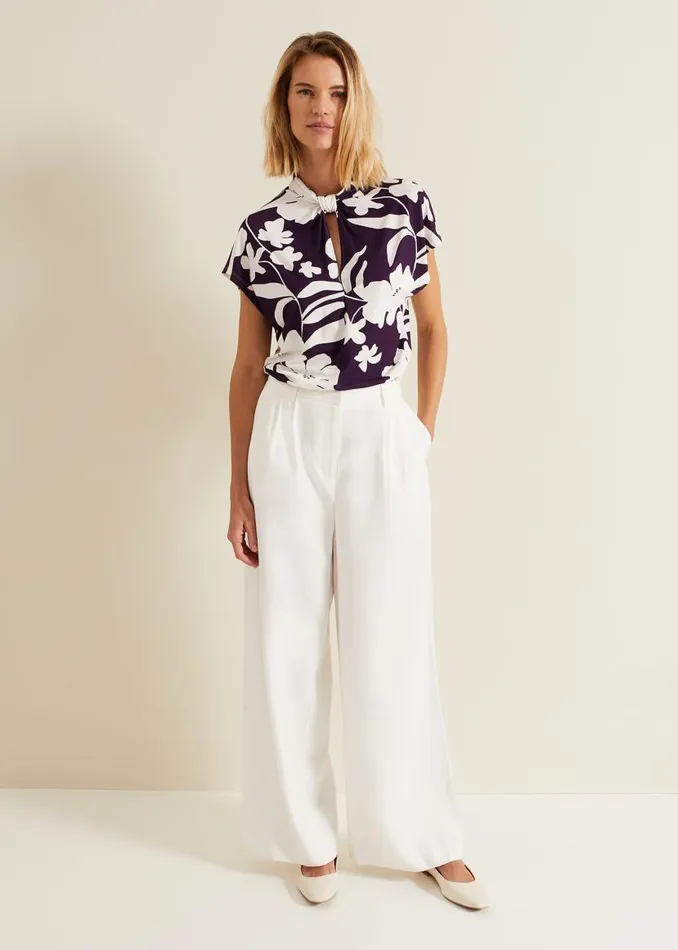 Phase Eight Tops and TShirts Farley Floral Twist Neck Top Purple 8211 Women