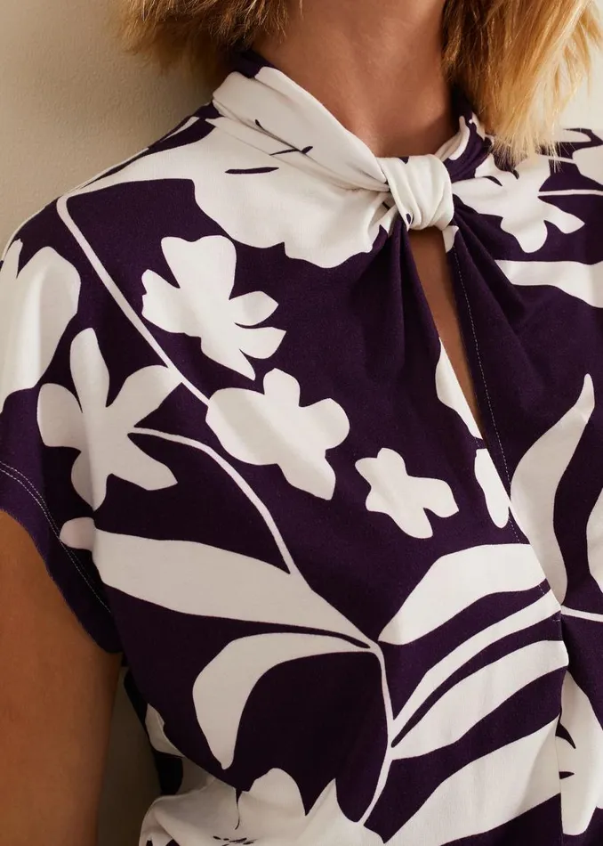 Phase Eight Tops and TShirts Farley Floral Twist Neck Top Purple 8211 Women